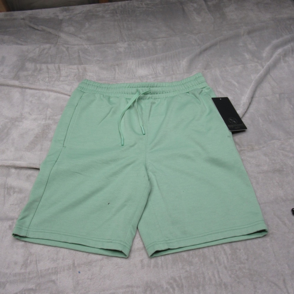 90 Degree by Reflex Shorts Boys Large 14/16 Green Fleece Drawstring 7" $28 NEW